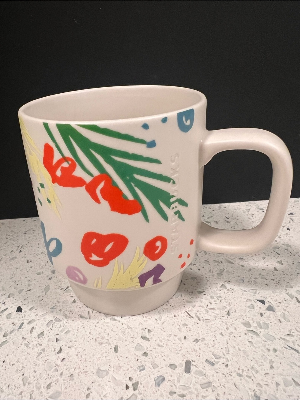 STARBUCKS Floral 12 oz Stackable Coffee Cup Mug Spring 2016